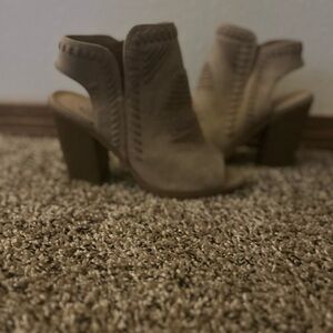 Taupe Women's Cutout Block Heel Booties